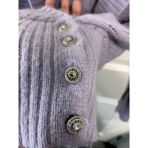 Twiggy Purple Angora Blend Wool Wrap Sweater Size Medium - Picture 6 of 9